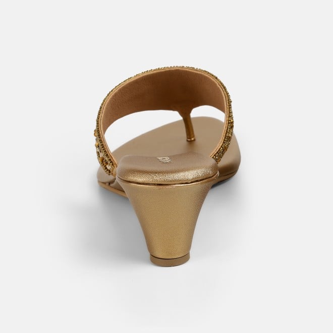 Mochi Women Antic-gold Ethnic Slip Ons (SKU: 35-2661-28-39)