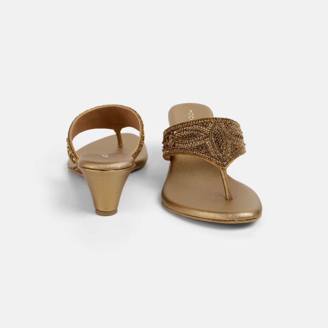 Mochi Women Antic-gold Ethnic Slip Ons (SKU: 35-2661-28-39)