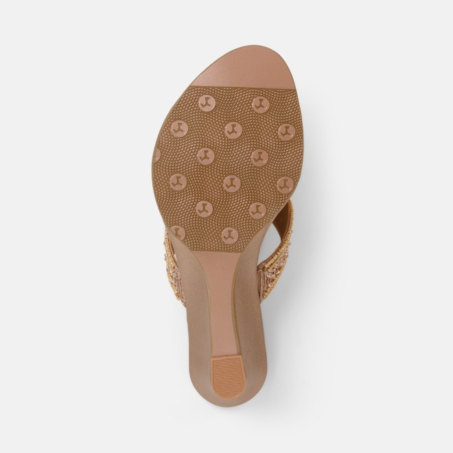 Mochi Women Rose-gold Ethnic Slip Ons (SKU: 35-2661-52-36)