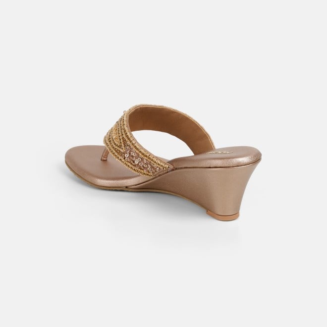 Mochi Women Rose-gold Ethnic Slip Ons (SKU: 35-2661-52-36)