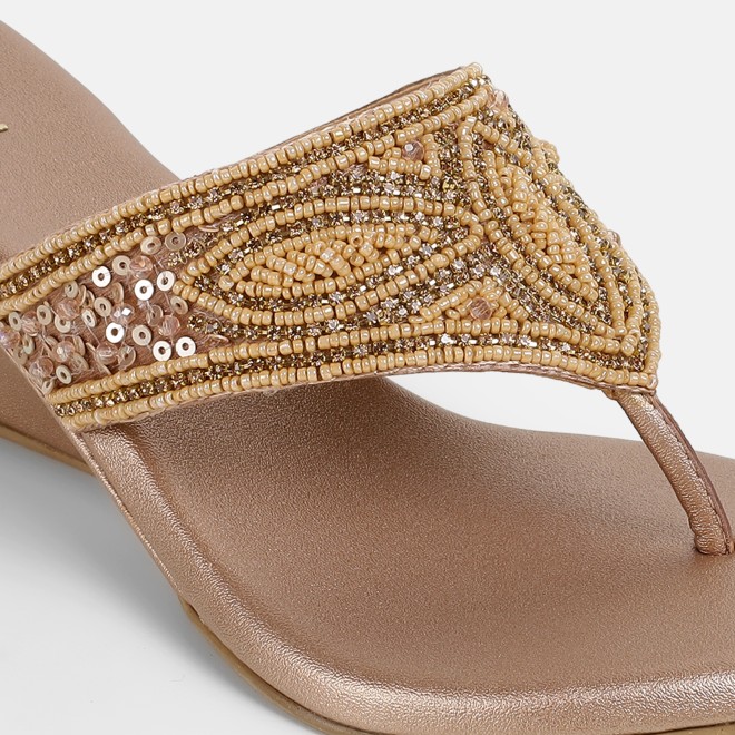 Mochi Women Rose-gold Ethnic Slip Ons (SKU: 35-2661-52-36)