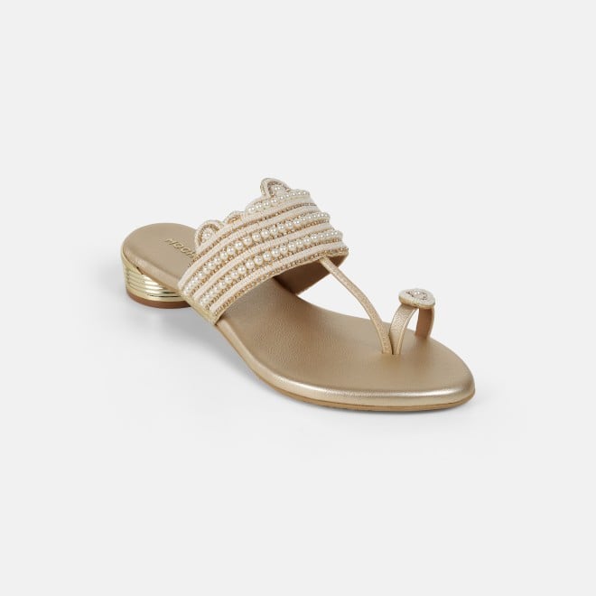 Mochi Women Gold Casual Slippers (SKU: 35-2663-15-36)