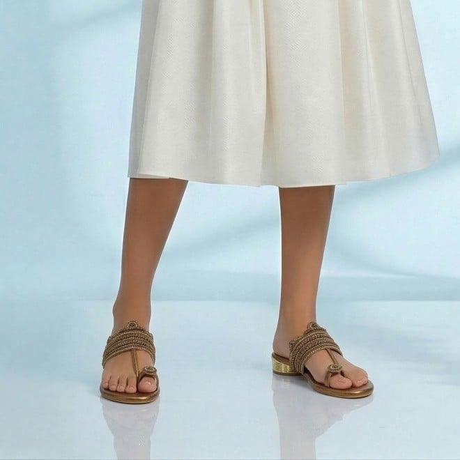 Mochi Women Antic-gold Casual Slippers (SKU: 35-2663-28-36)