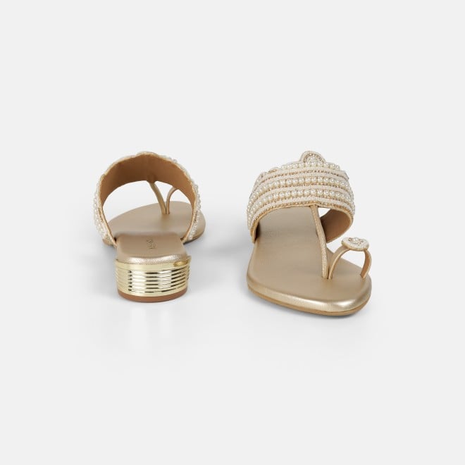 Mochi Women Gold Casual Slippers (SKU: 35-2663-15-36)