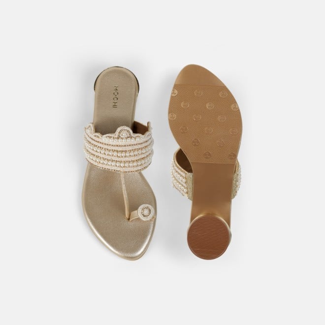 Mochi Women Gold Casual Slippers (SKU: 35-2663-15-36)