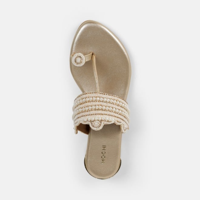 Mochi Women Gold Casual Slippers (SKU: 35-2663-15-36)