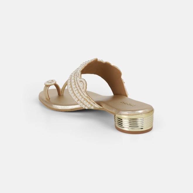 Mochi Women Gold Casual Slippers (SKU: 35-2663-15-36)
