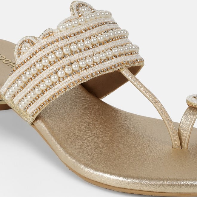 Mochi Women Gold Casual Slippers (SKU: 35-2663-15-36)