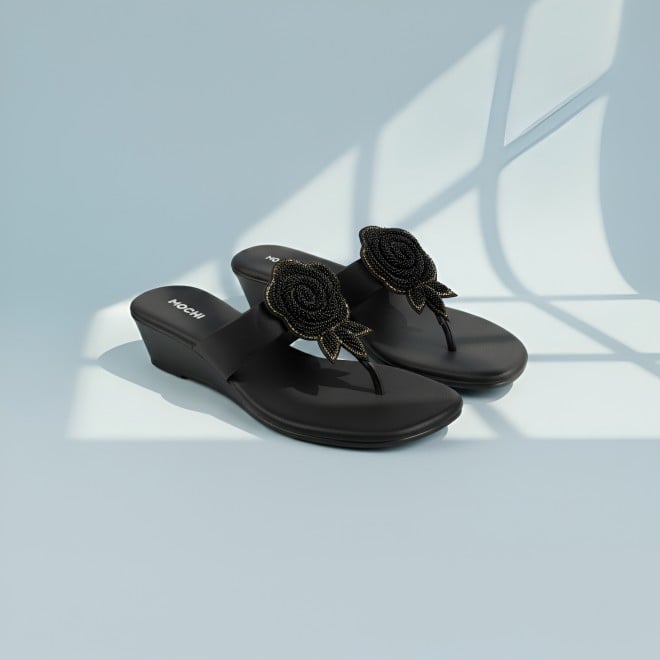 Mochi Women Black Casual Slip Ons