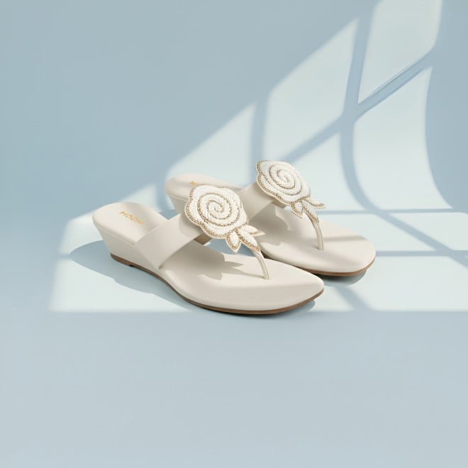 Mochi Women Beige Casual Slip Ons