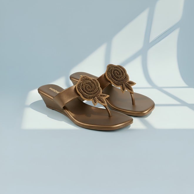 Mochi Women Antic-gold Casual Slip Ons