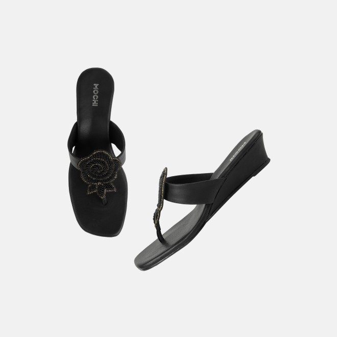 Mochi Women Black Casual Slip Ons (SKU: 35-2703-11-36)