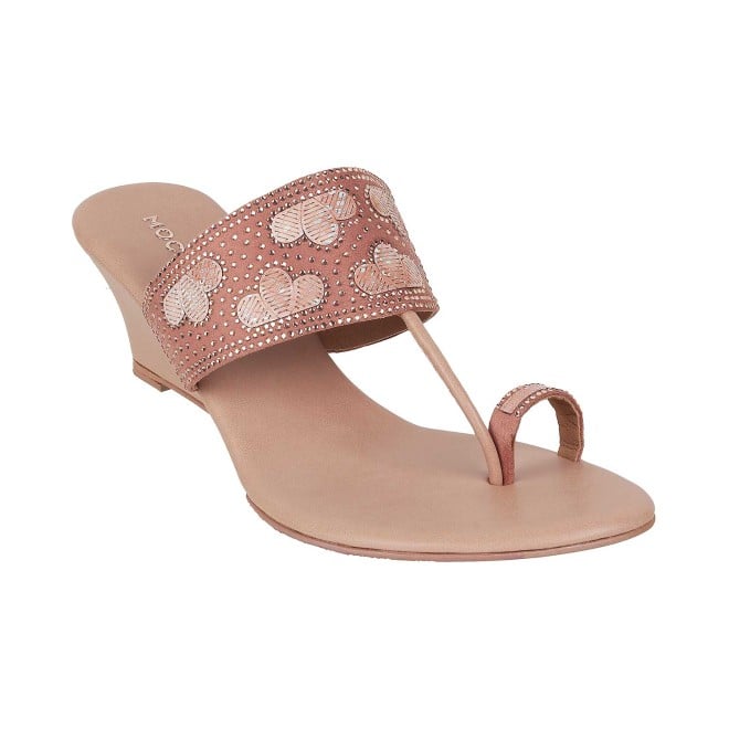 Mochi Women Rose-Gold Ethnic Slip Ons (SKU: 35-292-52-36)