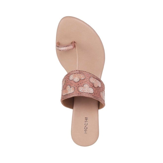 Mochi Women Rose-Gold Ethnic Slip Ons (SKU: 35-292-52-36)