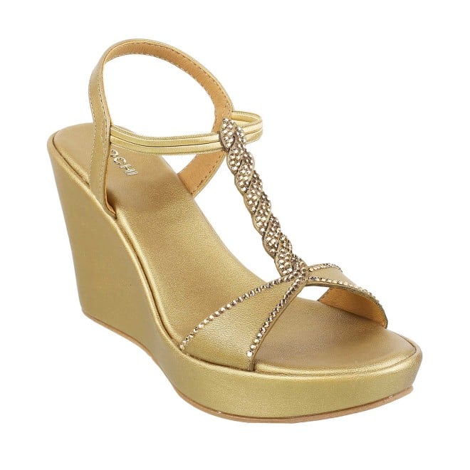 Mochi Women Antique-Gold Party Sandals