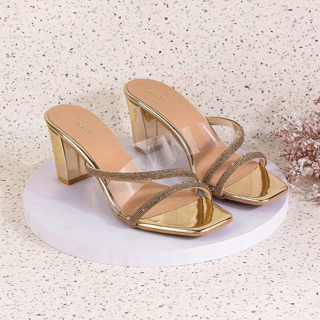 Mochi Women Gold Party Sandals