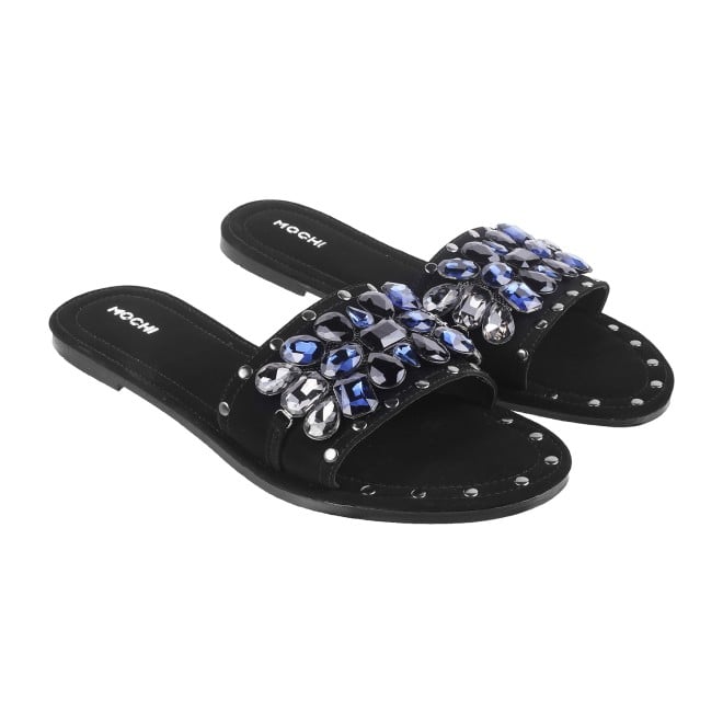 Mochi Women Black Casual Slippers