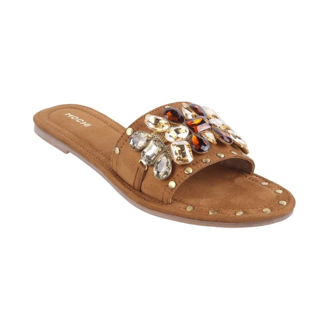 Mochi Women Antique-Gold Casual Slippers