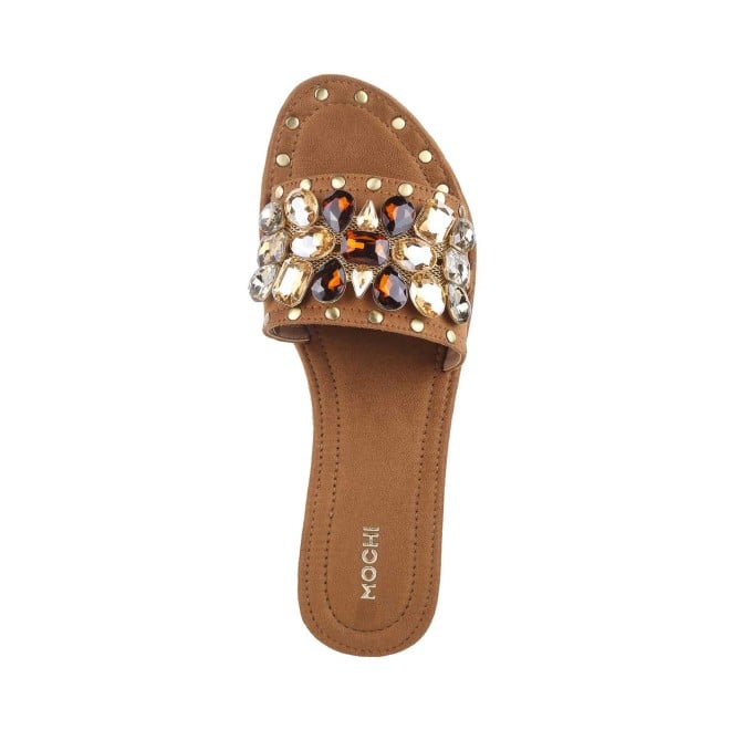 Mochi Women Antique-Gold Casual Slippers (SKU: 35-350-28-36)