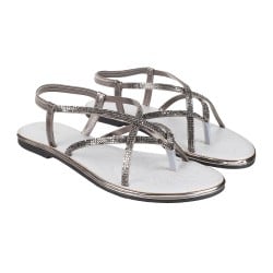 Women Gun-Metal Casual Sandals