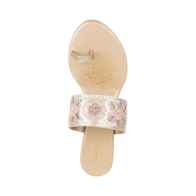 Mochi Women Gold Ethnic Slip Ons (SKU: 35-394-15-36)