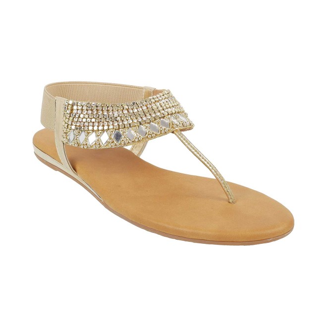 Mochi Women Gold Ethnic Sandals (SKU: 35-4160-15-36)