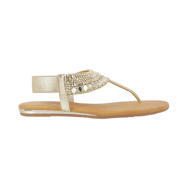 Mochi Women Gold Ethnic Sandals (SKU: 35-4160-15-36)