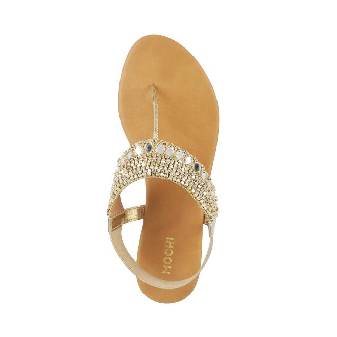 Mochi Women Gold Ethnic Sandals (SKU: 35-4160-15-36)