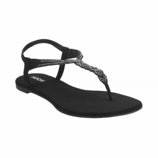 Mochi Black Party Sandals for Women