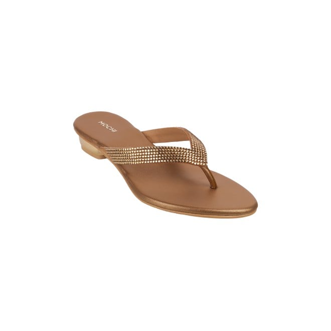 Mochi Women Bronze Casual Slippers