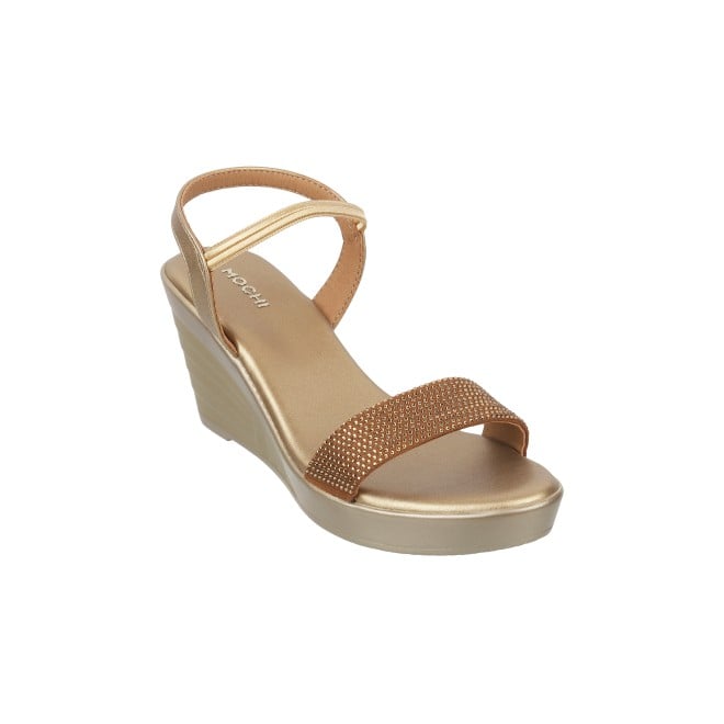 Mochi Women Antique-Gold Party Sandals (SKU: 35-4528-28-36)