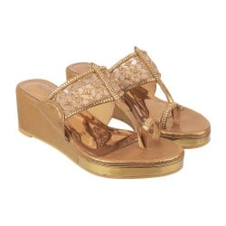 Women Antique-Gold Casual Slip Ons