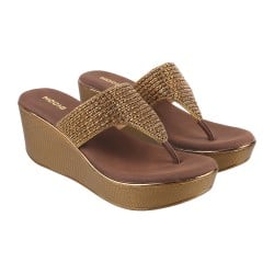 Women Antique-Gold Casual Slip Ons