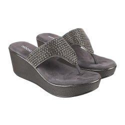 Women Gun-Metal Casual Slip Ons