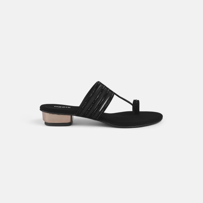 Mochi Women Black Ethnic Slip Ons (SKU: 35-4563-11-36)