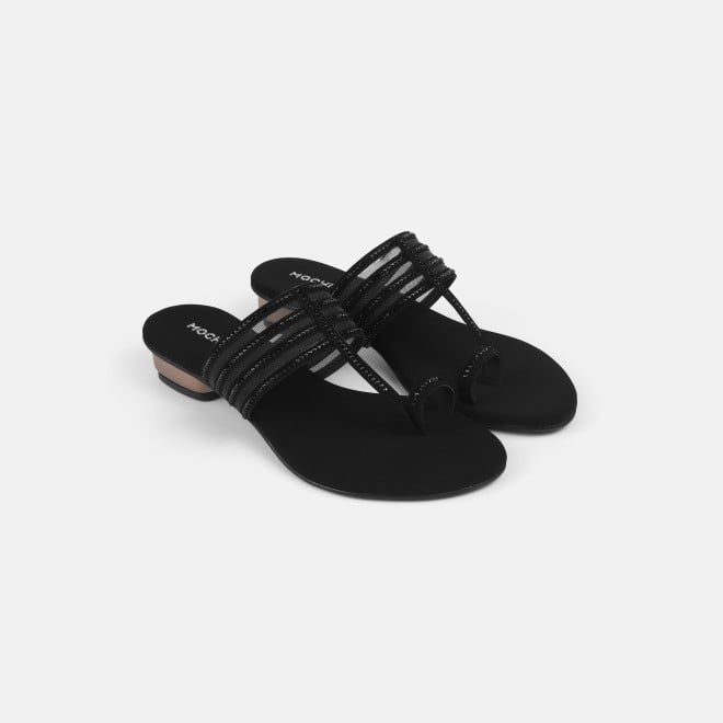 Mochi Women Black Ethnic Slip Ons (SKU: 35-4563L-11-42)
