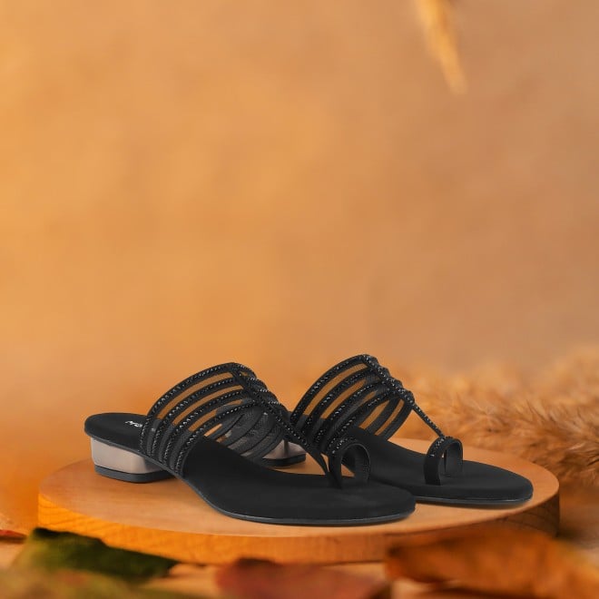 Mochi Women Black Ethnic Slip Ons (SKU: 35-4563L-11-42)