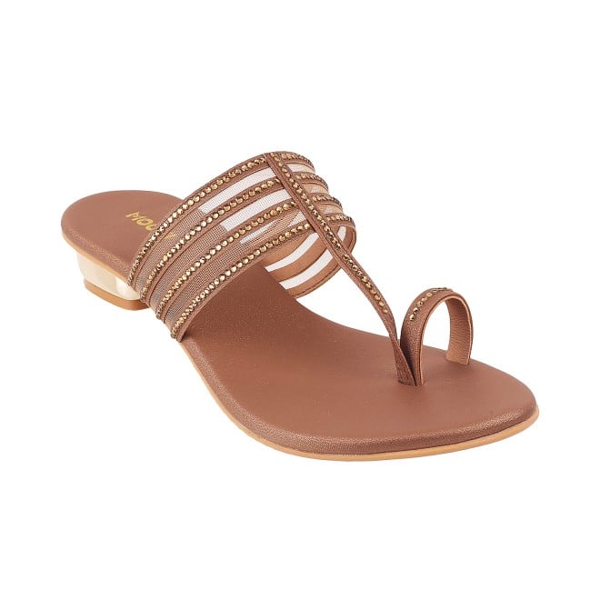 Mochi Women Antic-gold Ethnic Slip Ons