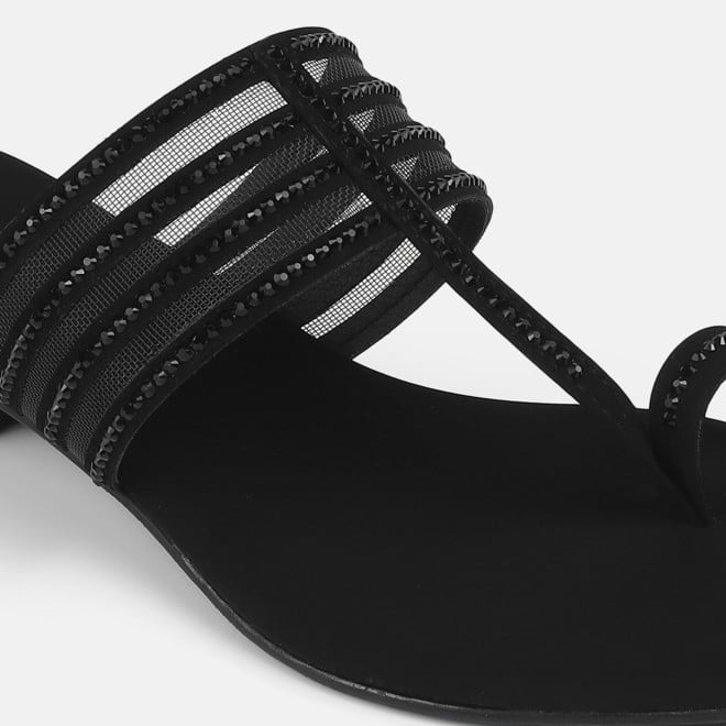 Mochi Women Black Ethnic Slip Ons (SKU: 35-4563L-11-42)