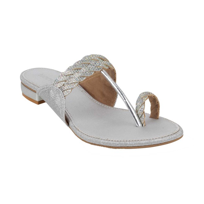 Mochi Silver Casual Slip Ons for Women