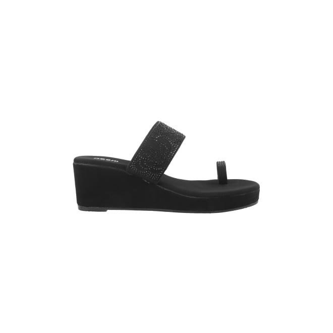 Mochi Women Black Ethnic Slip Ons (SKU: 35-4664-11-39)