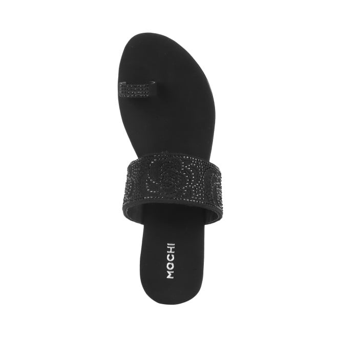 Mochi Women Black Ethnic Slip Ons (SKU: 35-4664-11-39)