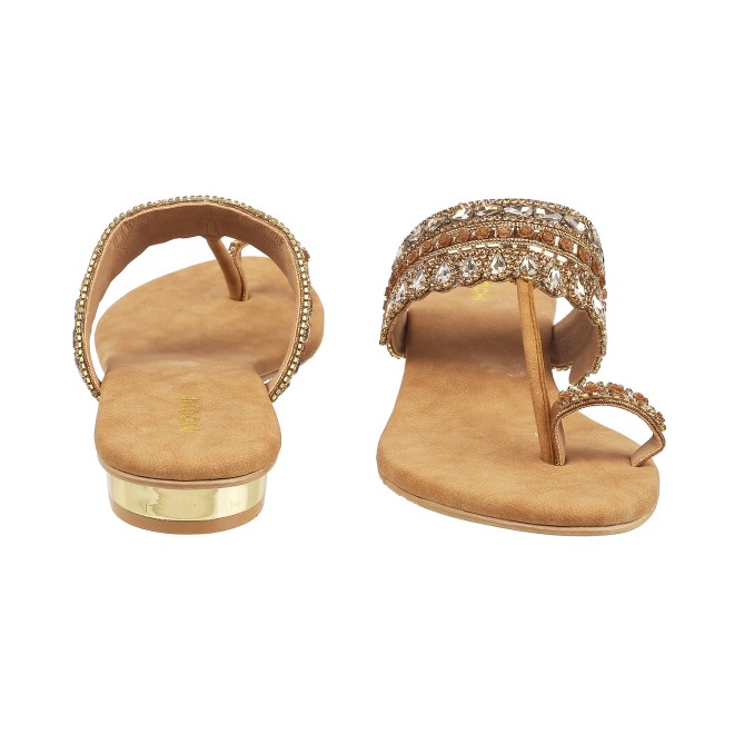 Mochi Women Antic-gold Ethnic Slip Ons (SKU: 35-4666L-28-42)