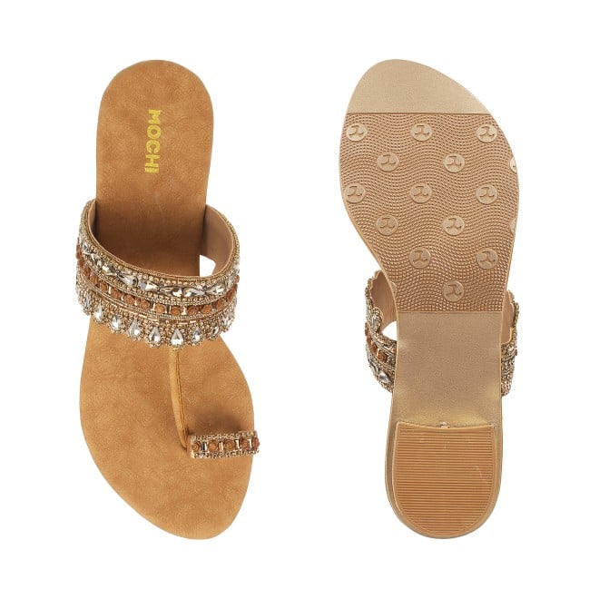 Mochi Women Antic-gold Ethnic Slip Ons (SKU: 35-4666L-28-42)