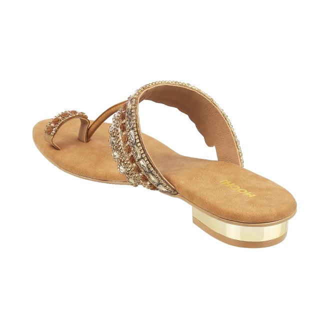 Mochi Women Antic-gold Ethnic Slip Ons (SKU: 35-4666L-28-42)