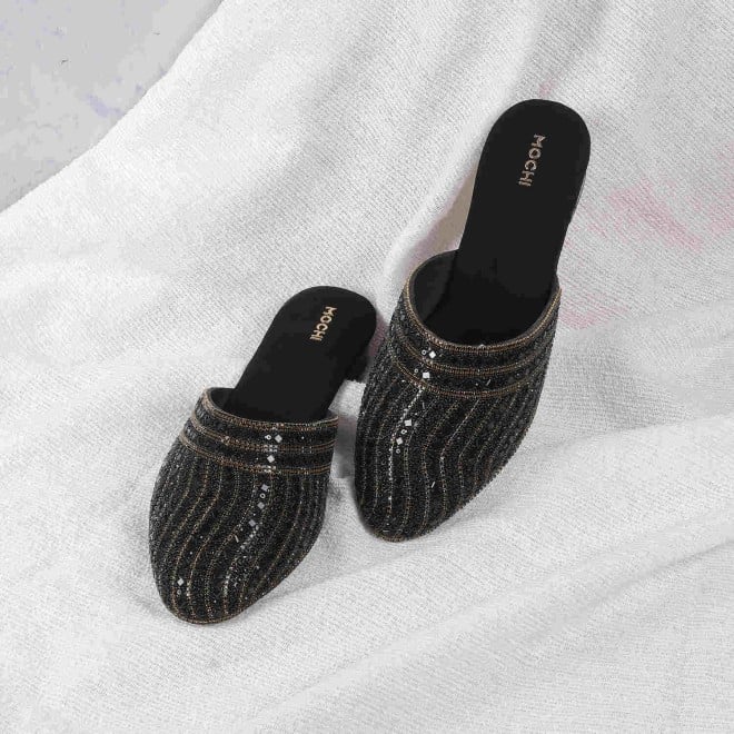 Mochi Women Black Wedding Mojaris (SKU: 35-468-11-36)