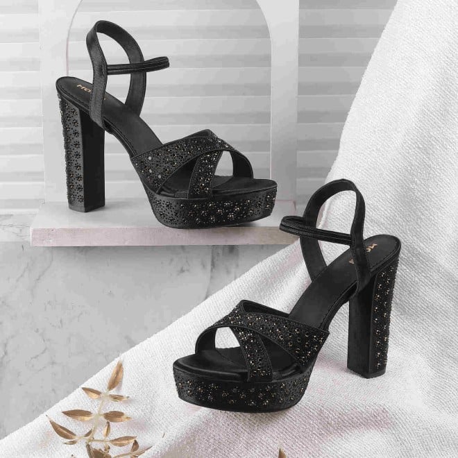 Mochi Women Black Wedding Slides (SKU: 35-469-11-37)