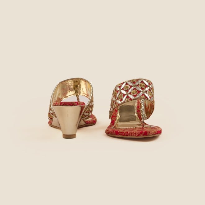 Mochi Women Red Ethnic Slip Ons (SKU: 35-4720-18-36)