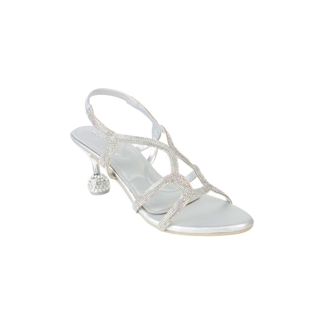 Mochi Women Silver Party Sandals