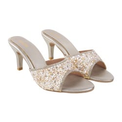 Women Gold Wedding Slip Ons